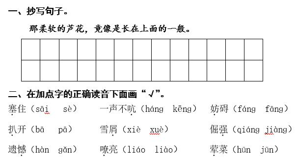 2023-2024学年度四年级下册第六单元基础练习